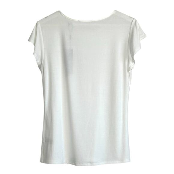 Tahari Flutter Cap Sleeve T-Shirt in White Star - Picture 3 of 8